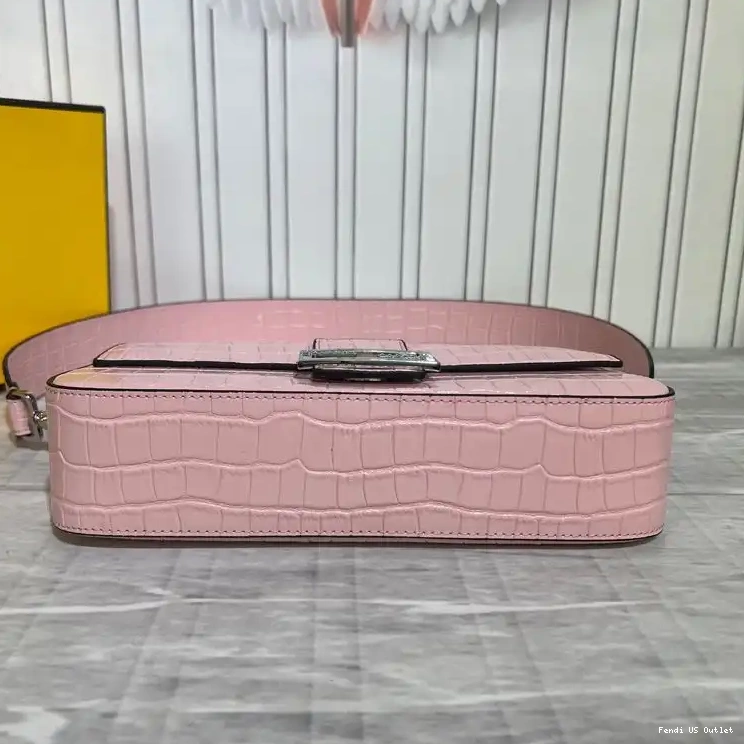 Affordable Pink Bag Fendi In Medium Leather Baguette Crocodile Tiffany 0419 HOT SALE